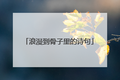 浪漫到骨子里的诗句