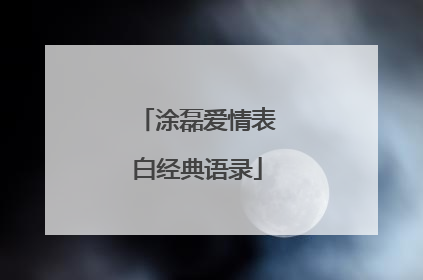 涂磊爱情表白经典语录