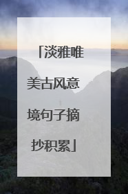 淡雅唯美古风意境句子摘抄积累