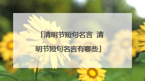 清明节短句名言 清明节短句名言有哪些