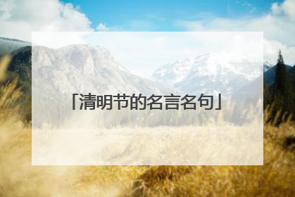 清明节的名言名句
