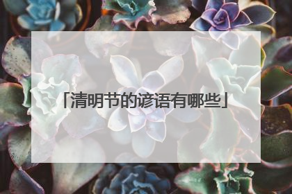 清明节的谚语有哪些