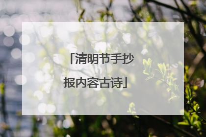 清明节手抄报内容古诗