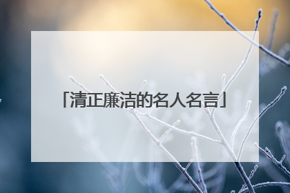 清正廉洁的名人名言