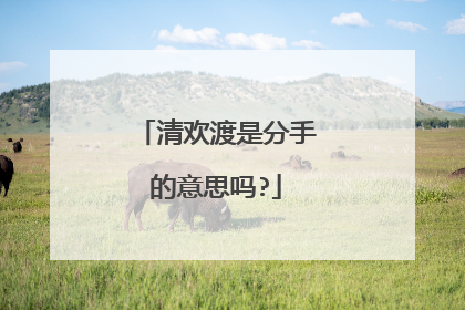 清欢渡是分手的意思吗?