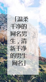 温柔干净的网名男生,清新干净的男生网名