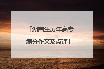 湖南生历年高考满分作文及点评