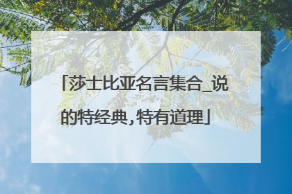 莎士比亚名言集合_说的特经典,特有道理