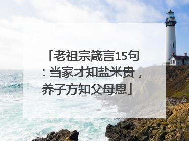 老祖宗箴言15句：当家才知盐米贵，养子方知父母恩