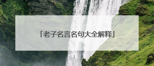 老子名言名句大全解释