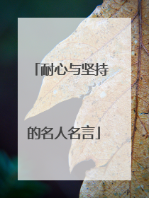 耐心与坚持的名人名言