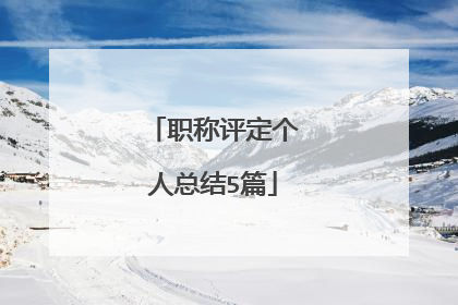 职称评定个人总结5篇