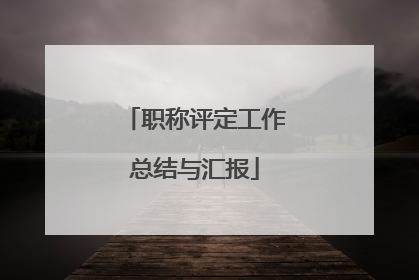 职称评定工作总结与汇报