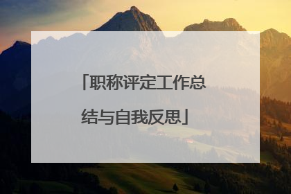 职称评定工作总结与自我反思