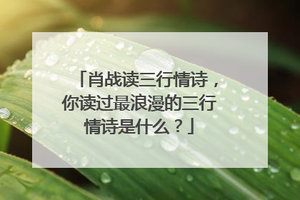 肖战读三行情诗，你读过最浪漫的三行情诗是什么？