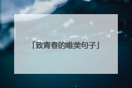致青春的唯美句子