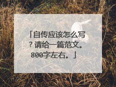自传应该怎么写？请给一篇范文。800字左右。