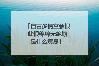 自古多情空余恨 此恨绵绵无绝期是什么意思