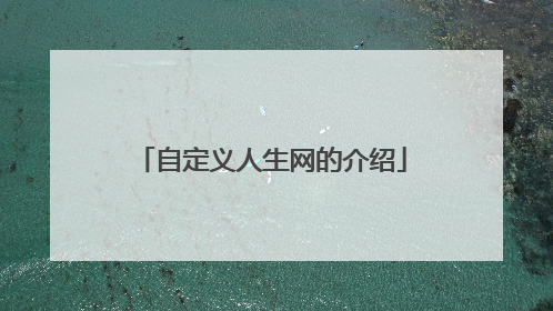 自定义人生网的介绍