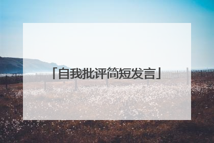 自我批评简短发言