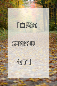 自我沉淀的经典句子