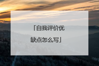 自我评价优缺点怎么写