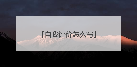 自我评价怎么写
