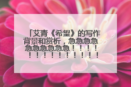 艾青《希望》的写作背景和赏析,急急急急急急急急急急!!!!!!!!!!!!!!!!!!!!!