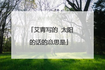 艾青写的 太阳的话的意思是