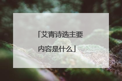 艾青诗选主要内容是什么