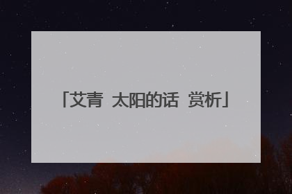 艾青 太阳的话 赏析