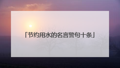 节约用水的名言警句十条