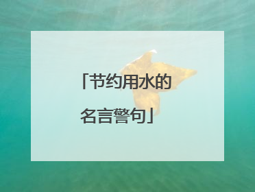 节约用水的名言警句