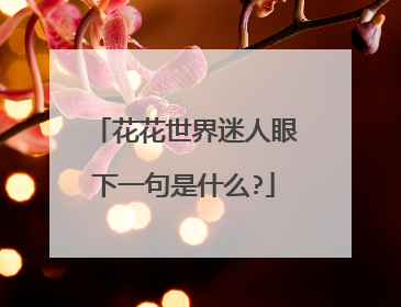 花花世界迷人眼下一句是什么?