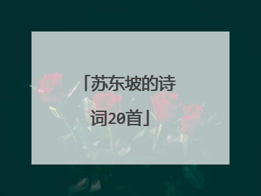 苏东坡的诗词20首
