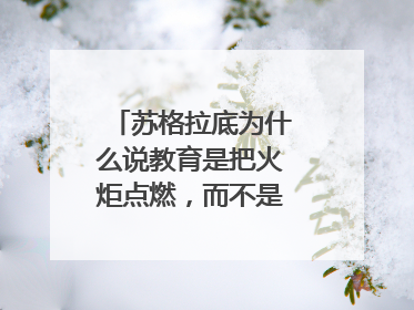 苏格拉底为什么说教育是把火炬点燃,而不是把容器灌满?