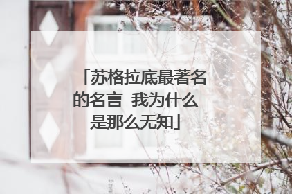 苏格拉底最著名的名言 我为什么是那么无知