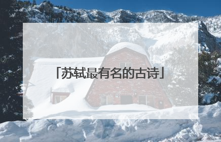 苏轼最有名的古诗