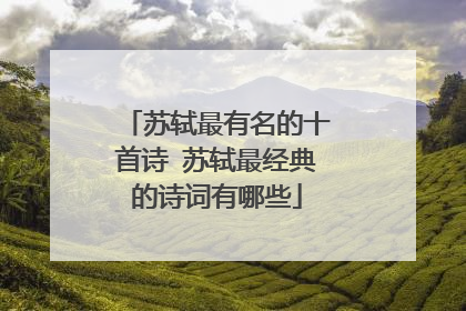 苏轼最有名的十首诗 苏轼最经典的诗词有哪些