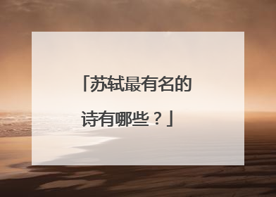 苏轼最有名的诗有哪些？