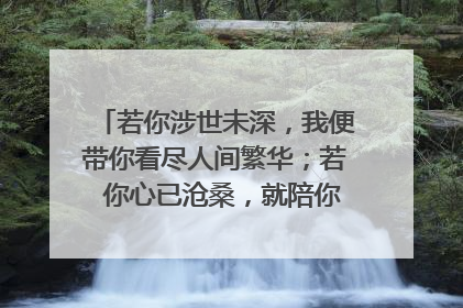 若你涉世未深,我便带你看尽人间繁华;若 你心已沧桑,就陪你坐旋转木马。 求这话意思。不要抄袭的