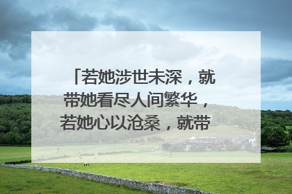 若她涉世未深,就带她看尽人间繁华,若她心以沧桑,就带她坐旋转木马。这句话什么意思?