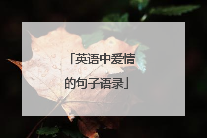 英语中爱情的句子语录