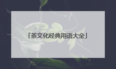 茶文化经典用语大全