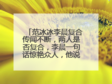 范冰冰李晨复合传闻不断，两人是否复合，李晨一句话惊艳众人，他说了什么？