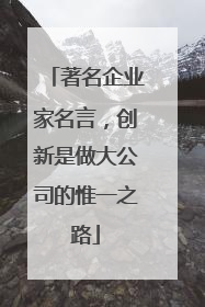 著名企业家名言，创新是做大公司的惟一之路