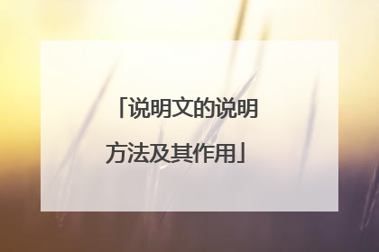 说明文的说明方法及其作用