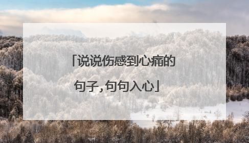 说说伤感到心痛的句子,句句入心