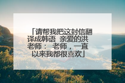 请帮我把这封信翻译成韩语 亲爱的洪老师： 老师，一直以来我都很喜欢