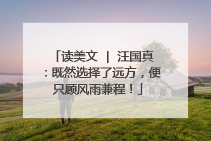 读美文 | 汪国真:既然选择了远方,便只顾风雨兼程!